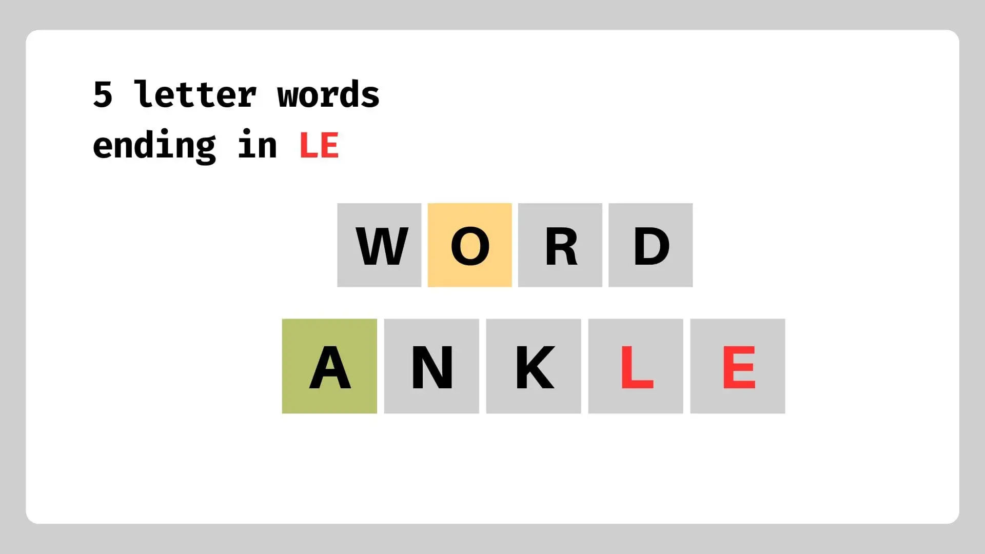 Explore the charm of 5 letter words ending in LE